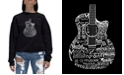 LA Pop Art Women's Word Art Crewneck Languages Guitar Sweatshirt